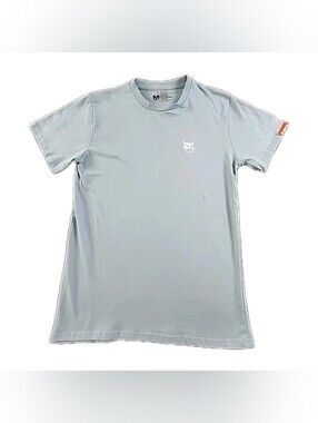 Mi Men's Pale Blue Crew Neck Short Sleeve Tee with Small Chest Logo